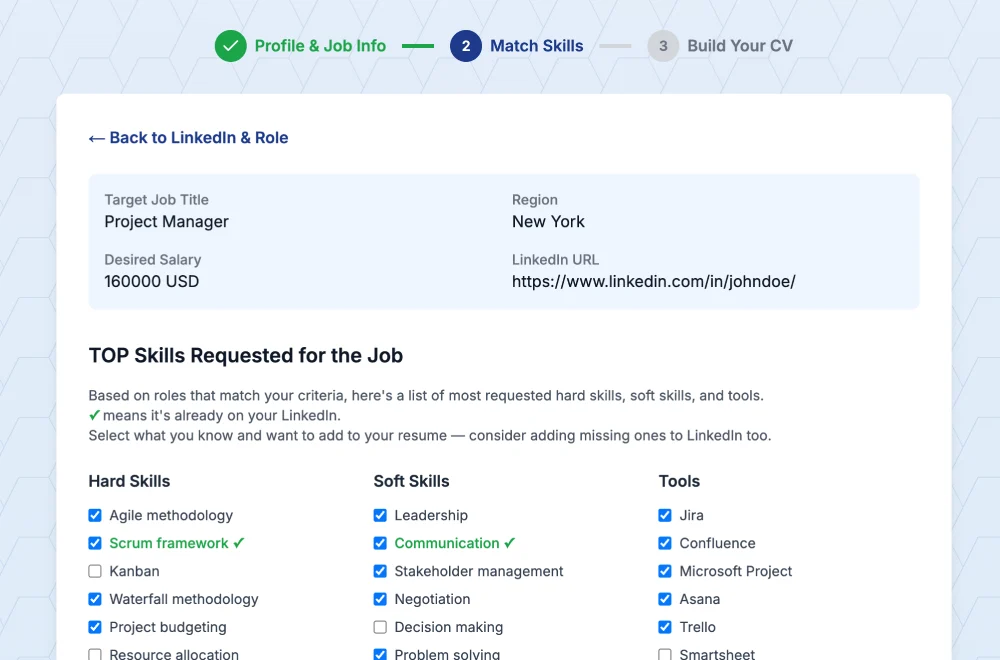 Match skills for your target role