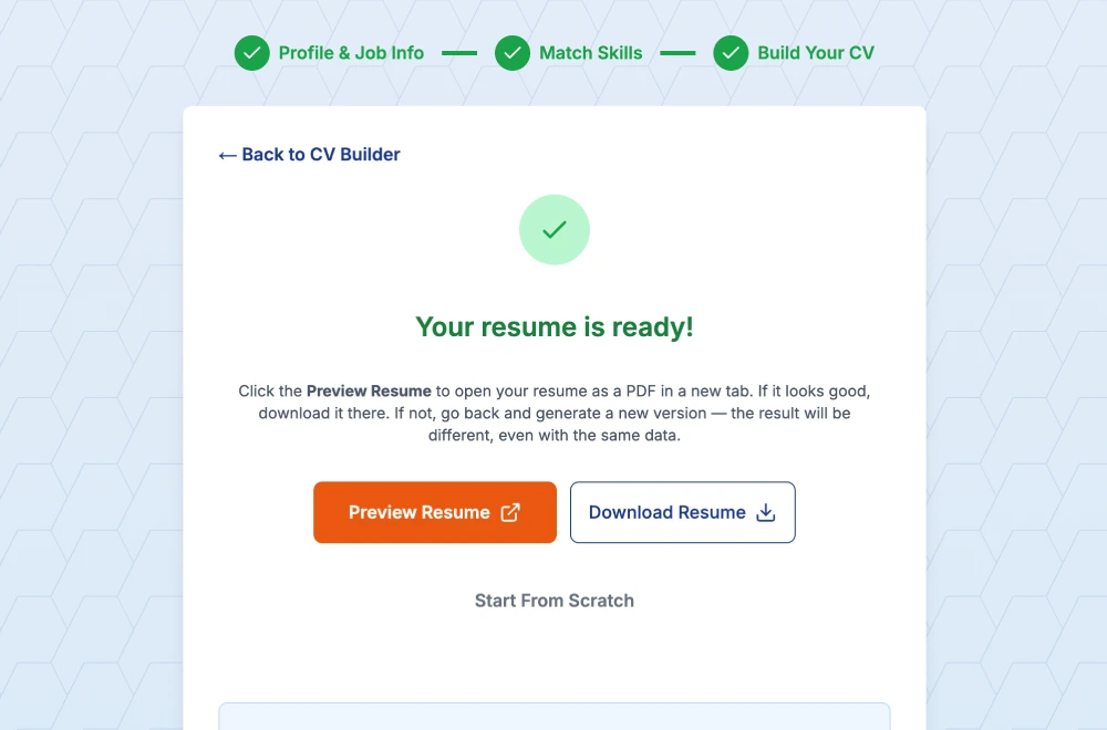 Review and download your Master CV