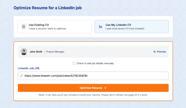 Rewrite your CV from LinkedIn for a job