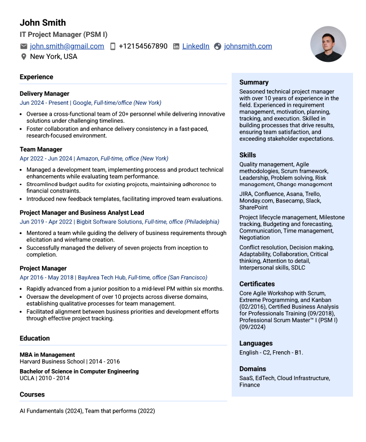 CV Sample Preview