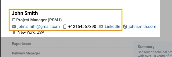 Mandatory contact info