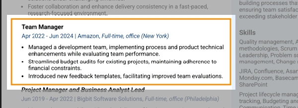 Experience highlights for a good CV